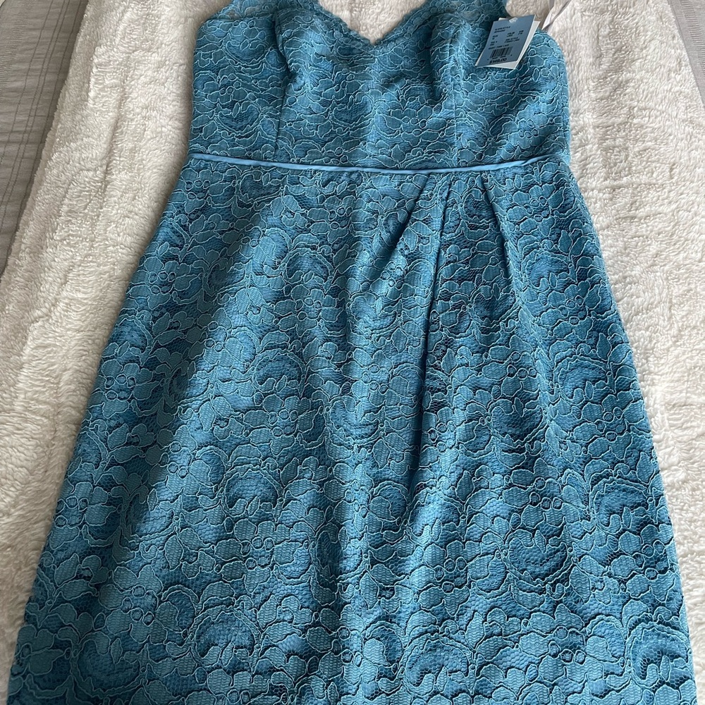 David's Bridal Blue Lace Tank Mini Dress